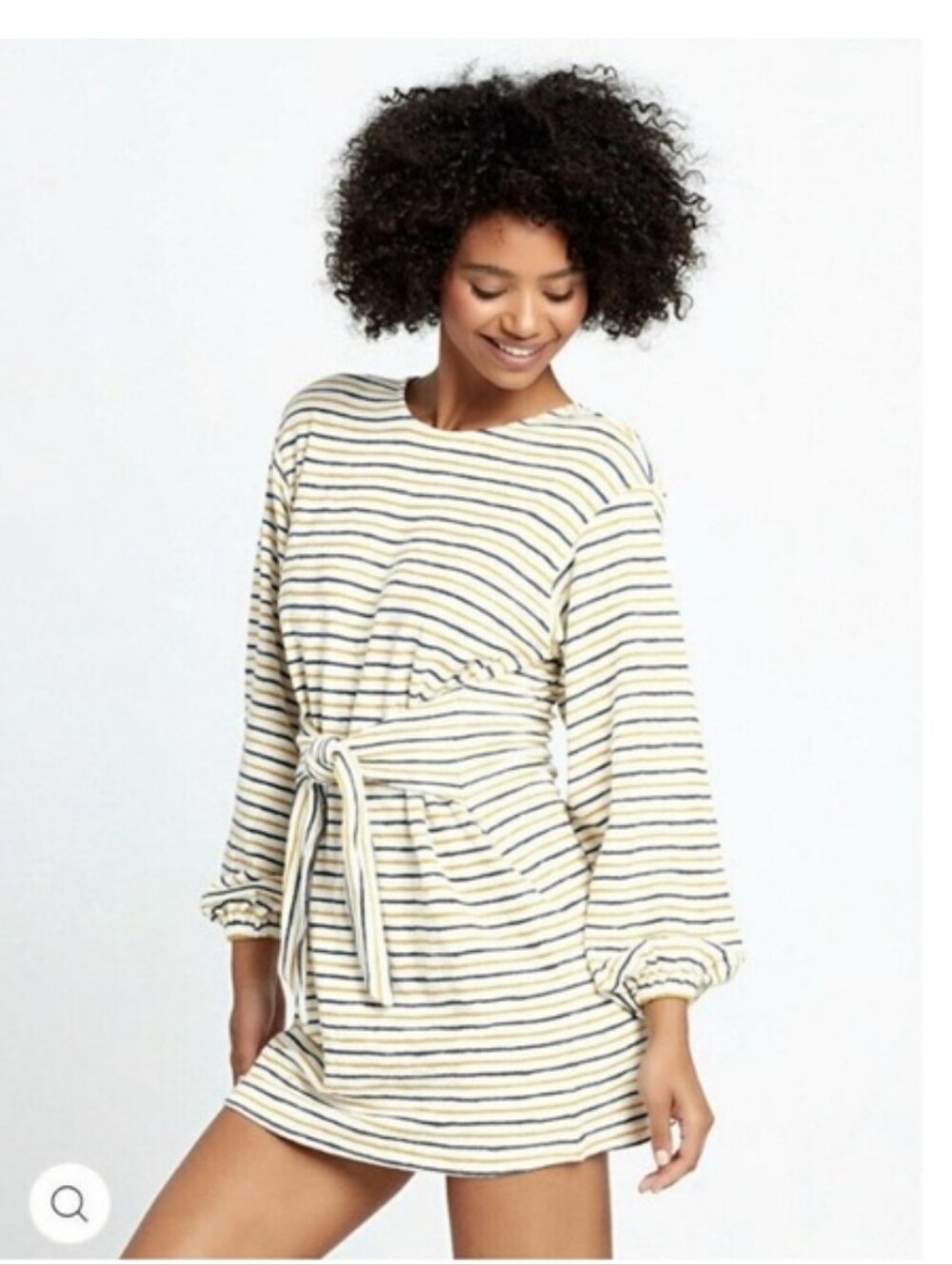 NWT L*Space Everywhere I Go Stripe Tie Waist Mini Dress Surf Stripe